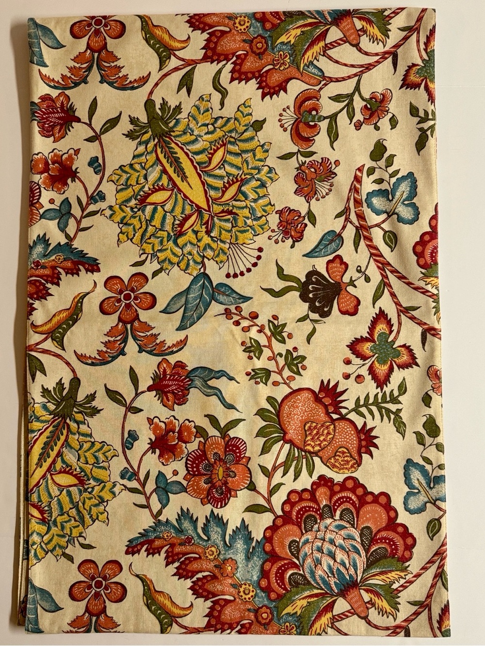 Pottery Barn Retired 18”x 108” Palampore Cream Table Runner w/ Botanical Print